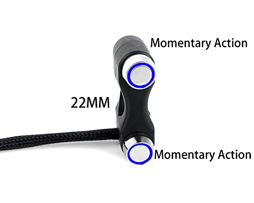 Rayana 7/8" ATV Motorcycle Handlebar 2 Momentary Push Button Switch with LED Light for Horn Kill Switch (Blue-Momentary) 22mm