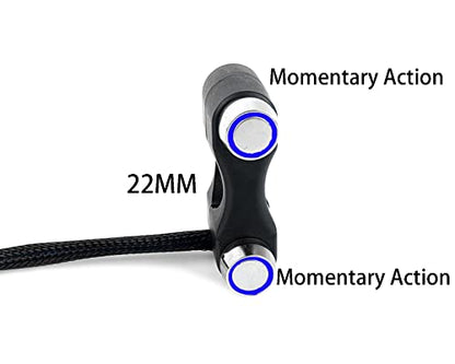 Rayana 7/8" ATV Motorcycle Handlebar 2 Momentary Push Button Switch with LED Light for Horn Kill Switch (Blue-Momentary) 22mm