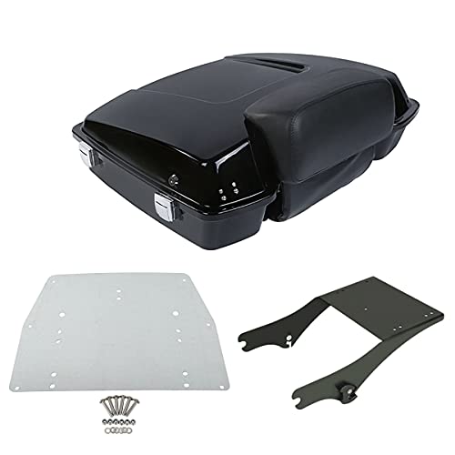 TCMT 5.5" Razor Motorcycle Trunk Backrest Pad Mount Rack Metal Base Plate Fit For Harley Touring 1997-2008 Touring Road King Electra Glide Road Glide Pack - color: Chrome Lacthes Trunk, size: Set D Black Rack