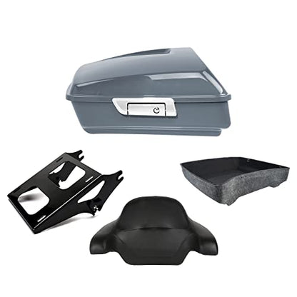 Gunship Grey Color-Matched Chopped Luggage Trunk Backrest Mounting Bracket Fit for Harley Touring Models 2014-2023 Road King Road Glide Street Glide Electra Glide - color: Gunship Grey Chopped Trunk Set #1