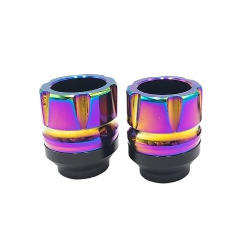 2PCS Burning Titanium Motorcycle Frame Slider Aluminum Front Fork Cup Falling Crush Protector Carbon Fiber for Motorbike Scooter(A) - color: A