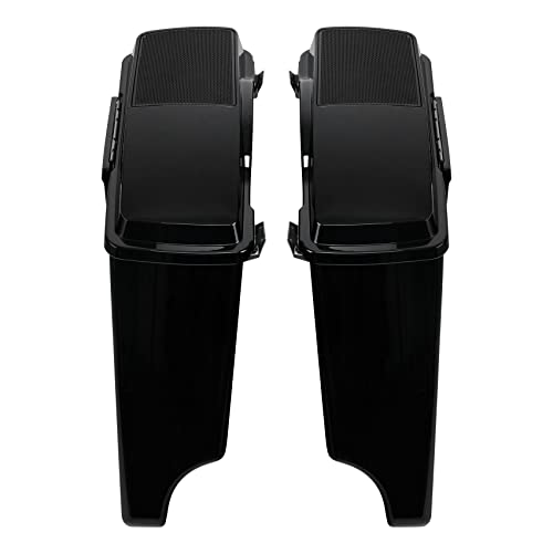 TCMT 5" Stretched Extended Saddlebags 6X9 Speaker Lid Latches Fits For Harley 1994-2013 Touring CVO Road Glide Road King Street Glide Electra Glide Ultra Classic 1994-2013 Vivid Black - color: Vivid Black Black Latches(6x9 Speaker Lid)