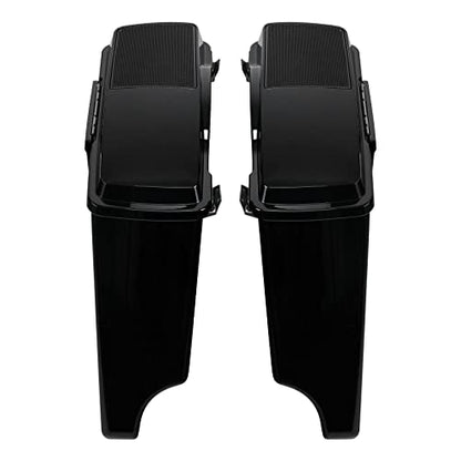 TCMT 5" Stretched Extended Saddlebags 6X9 Speaker Lid Latches Fits For Harley 1994-2013 Touring CVO Road Glide Road King Street Glide Electra Glide Ultra Classic 1994-2013 Vivid Black - color: Vivid Black Black Latches(6x9 Speaker Lid)