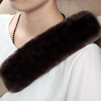 Soft & Cozy Australian Sheepskin Car Seat Belt Covers,2 Pack Fluffy Seatbelt Pads, Genunie Sheepskin Fur Shoulder Straps Cushions for Adults Kids Women and Men (Olive Brown) - color: Olive Brown