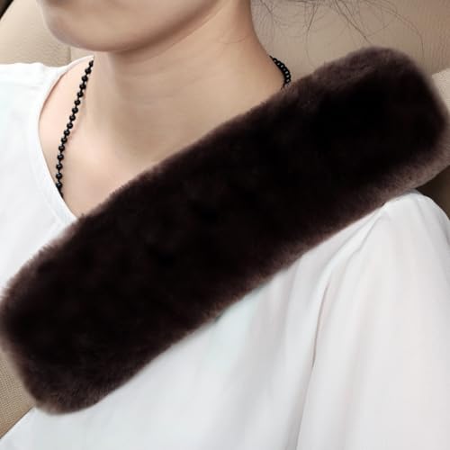 Soft & Cozy Australian Sheepskin Car Seat Belt Covers,2 Pack Fluffy Seatbelt Pads, Genunie Sheepskin Fur Shoulder Straps Cushions for Adults Kids Women and Men (Olive Brown) - color: Olive Brown