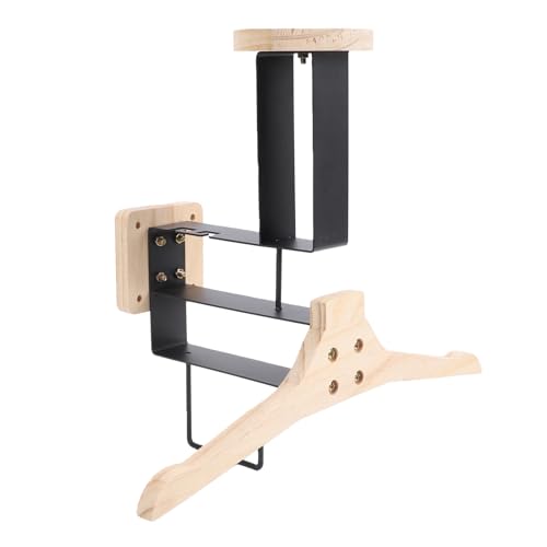 Motorcycle Helmet Holder, Wall Mount Storage Rack for Riding Gear with Solid Wood Iron Design, Space Saving Multifunctional Hanger for Helmets Clothes Gloves