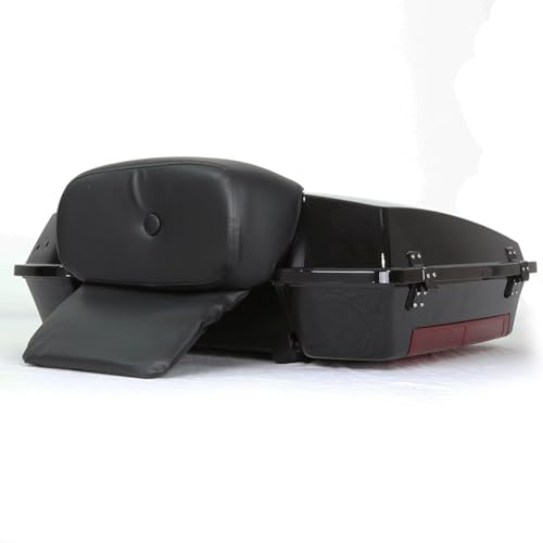 ECOTRIC Razor Motorcycle Trunk w/backrest Compatible with 1997-2013 Harley Davidson Touring Street Electra Glide Road King Trunk with Backrest Pad