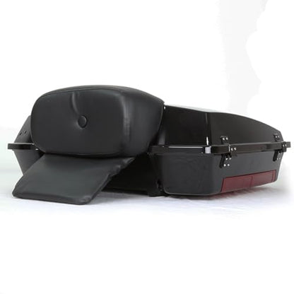 ECOTRIC Razor Motorcycle Trunk w/backrest Compatible with 1997-2013 Harley Davidson Touring Street Electra Glide Road King Trunk with Backrest Pad