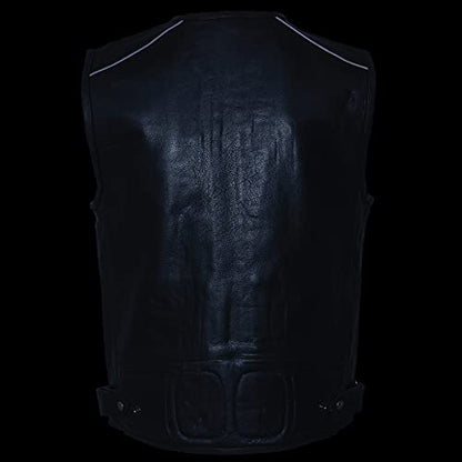 Milwaukee Leather Men's Classic Collarless Motorcycle Biker Rider Leather Vest |MLM|SH - color: Mlm3580-black, size: XX-Large
