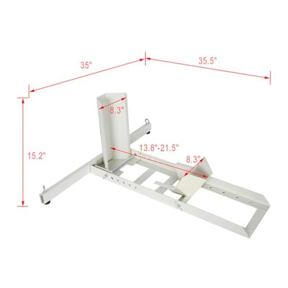 Motorcycle Wheel Chock Stand, 1,800 lb Capacity — Adjustable 15"–22" Wheels, Tilting Wheel Lock, Steel Front/Rear Tire Chock for Floor/Truck/Trailer Mounting, Includes 4 Tie-Down Straps