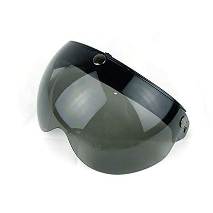 WANCAR Universal Motorcycle Retro Pilot-Style Standard 3 Snap-Button Visor Flip Up Down Open Face Helmet Wind Shield(Dark Smoke) - color: Dark Smoke
