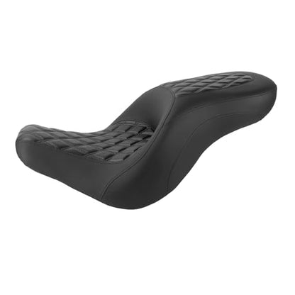 One-Piece Driver Passenger Seat Motorcycle 2-Up Seat Compatible with Harley Softail Sport Glide FLSB Low Rider FXLR FXLRS FXLRST 2018-Later (Black Diamond Stitching) - style: Black Diamond Stitching