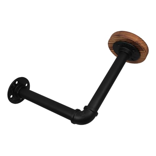 Uonlytech Industrial Metal Pipe and Wood Wall-mounted Hat Rack with Motorcycle Helmet Holder and Coat Hanger, Brown Wooden Hat Organizer for Baseball Caps and Jackets in Home Closet Storage