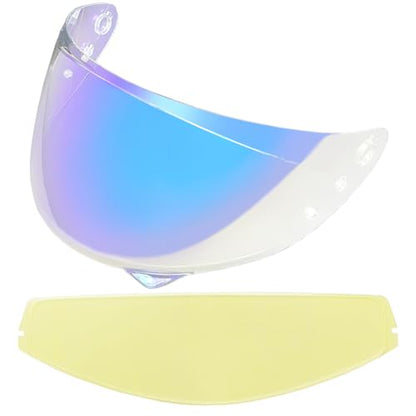 HJ-34P Helmet Visor Replacement for HJC C10.Motorcycle Helmet Shield UV Protection Compatible with HJC C10 (Revo Clear Blue+Anti Fog Film) - color: Anti Fog Film+revo Clear Blue