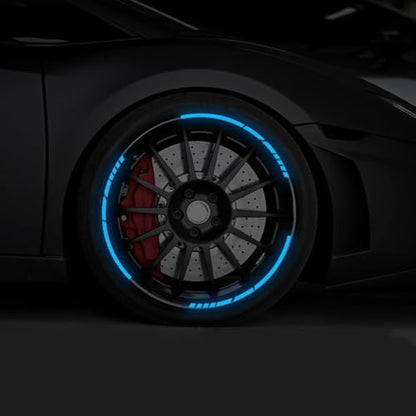 12PCS Reflective Car Wheel Stickers, Night Safety Warning Bicycle Stickers, Anti-Scratch Reflective Rim Decals for Car Motorcycle Cycling Bike (Blue) - color: Blue