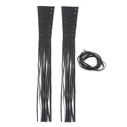 Motorcycle Brake Clutch Covers, Handlebar Tassels Fringe Leather Throttle Grip Covers with Ribbon 2Pcs (Black)