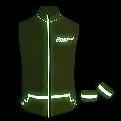 High Visibility Cycling Vest Reflective Vest for Night Running Jogging Biking with 2 Reflective Safety Bands (Green, XL) - color: Green, size: X-Large