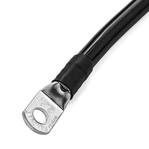 Spartan Power Black 12 Foot 2/0 AWG Battery Cable, Negative Only 5/16" M8 Made in USA - color: 2/0 AWG-BLACK-5/16", size: 12-FT