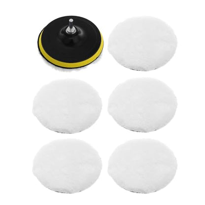 Car Polishing Buffing Pads Wool Felt Discs Set with Hook and Loop Design High Efficiency Polishing for Motorcycle and Boat Includes Drill Buffer Adapter Attachment