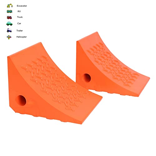 Wheel Chocks, Rubber Wheel Chock with Curved, Durable, Non-Slip, Solid Trailer Wheel Chocks for Boat Trailers, RV, Truck, Camper, 30000lbs, 4pack (Orange) - color: ORANGE-4