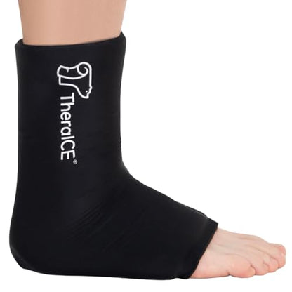 TheraICE Ankle Ice Pack Wrap for Swelling & Sprained Ankle Brace for Women Men, Cold Therapy Foot Heel Spur Support Compression Socks, Plantar Fasciitis & Achilles Tendonitis Sore Feet Pain Relief - size: Large, style: Original