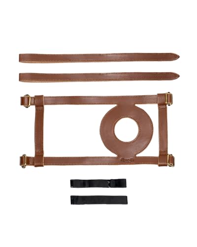 Trip Machine Company Genuine Leather Motorcycle Fuel Tank Strap – Heavy Duty Adjustable Horizontal Tank Mount Cover for Right Side Fuel Inlet Bikes (Only Tank Strap, Cognac) - color: Cognac, style: Only Tank STrap