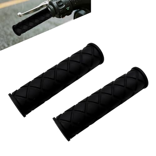 2 PCS 7/8" Motorcycle Hand Grips, Non-Slip Rubber Bar End Grips, Shock-Absorbing Textured Handlebar Covers, Universal for Motocross, Scooters & Dirt Bikes (Black)