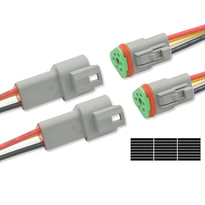DT Deutsch 3 Pin Connector Kit Waterproof Electrical Connector 16 AWG Male and Female Automotive Wire Connectors for Car Truck Boat, Dt Connector 2 Sets (3 Pin 2 Sets) - size: 3 Pin 2 Sets