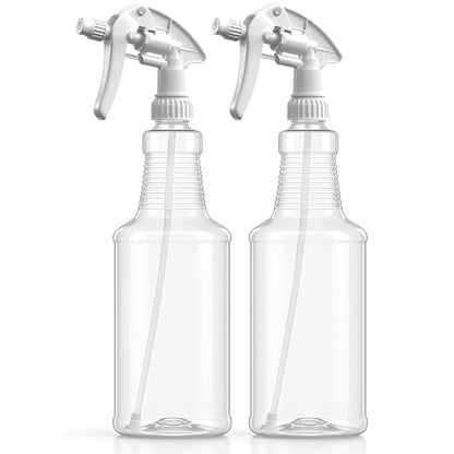 Bar5F Large Economy Spray Bottles, 32oz, 2-Pack, Chemical Resistant, Adjustable Nozzle, 20ft Reach