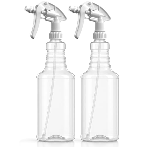 Bar5F Large Economy Spray Bottles, 32oz, 2-Pack, Chemical Resistant, Adjustable Nozzle, 20ft Reach
