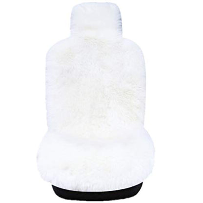 Winter Warm Authentic Australia Sheepskin Car Seat Cover Luxury Long Wool Front Seat Cover Fits Most Car, Truck, SUV, or Van (White) - color: White