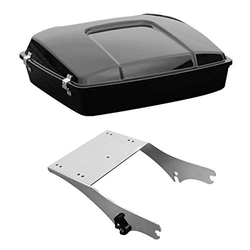 TCMT 5.5'' Razor Motorcycle Trunk Box & Chrome Mount Rack Fit For Harley Touring 1997-2008 Trunk Road King Road Glide Street Glide Electra Glide 1997-2008 - color: Chrome Lacthes Trunk, size: Set A Chrome Rack