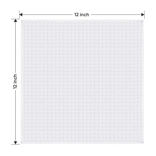 HOMEXCEL Waffle Weave Microfiber Towel, 10 Pack Lint Free Cleaning Rags, 12 x 12 Inches Barista Towels, Reusable Microfiber Cleaning Cloth for Household, Kitchen, Glass and Window, White - color: White