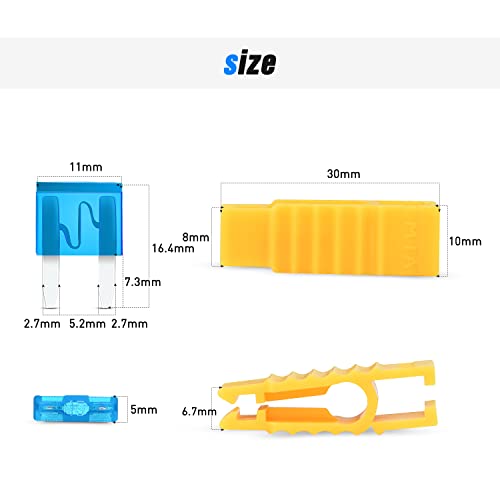 Nilight 120 PCS Mini ATM/APM Blade Fuse 5A/7.5A/10A/15A/20A/25A/30A AMP Assorted Set with 10 Pack 14AWG ATC/ATO Inline Fuse Holder - color: 120Pcs ATM/APM Fuse + 14AWG Holder 10
