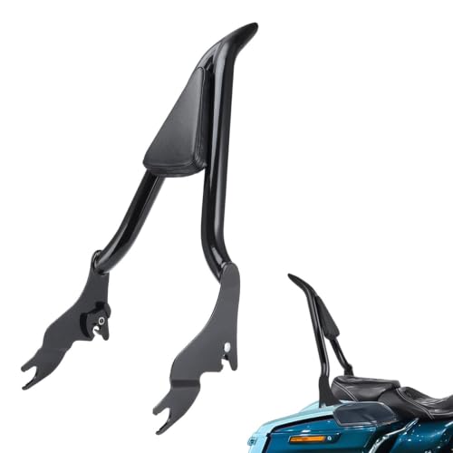 22 inch Detachable Passenger Sissy Bar Fit for Harley Touring Models 2009-2024 CVO Road Glide Street Glide Road King, One-Piece Rear Backrest with Back Cushion Black