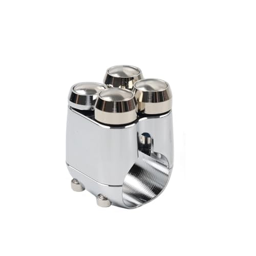 Lirun Motorcycle 25mm 1" Handlebar Control Turn Signal Switch Horn Light (4-Button) Stainless Steel Chrome for Harley for HONDA for Suzuki for Yamaha Universal