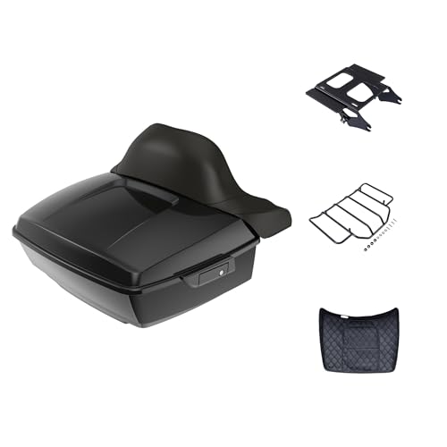 Advanblack King Tour Trunk Pack, Black Mount Bracket & Top Luggage Rack Fit for 2009-Later Harley Touring, Road Glide, Street Glide Special, Road King, Electra Glide - color: Black Earth