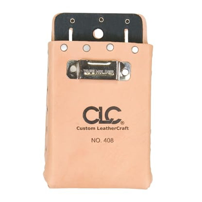 Custom Leathercraft408 Box-Shaped All-Purpose Pouch Tan, 4-1/2-In x 7-1/2-In w/tape clip - style: 4-1/2-In x 7-1/2-In w/tape clip