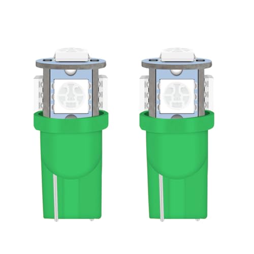 2PCS 194 LED Bulbs Tag Lights for License Plate, Wedge 168 T10 2825 5SMD LED Bulb 5050 Chips 6000K Green, 12V Bulb Replacement for Car Interior Dome Map Door Courtesy License Plate Lights Lamp (Green) - color: Green