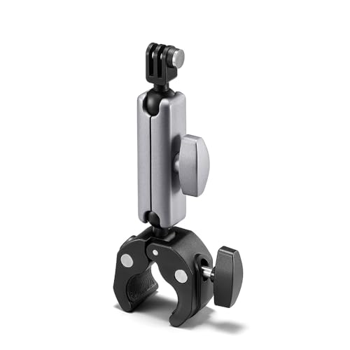Heavy Duty Super Clamp Camera Mount with 360° Dual Ball Head Magic Arm, Anti-Slip Aluminum Alloy Handlebar Mount for GoPro Hero 13/12/11, Insta360 X4/X3, DJI Osmo Action 5/4, Motorcycle & Bike
