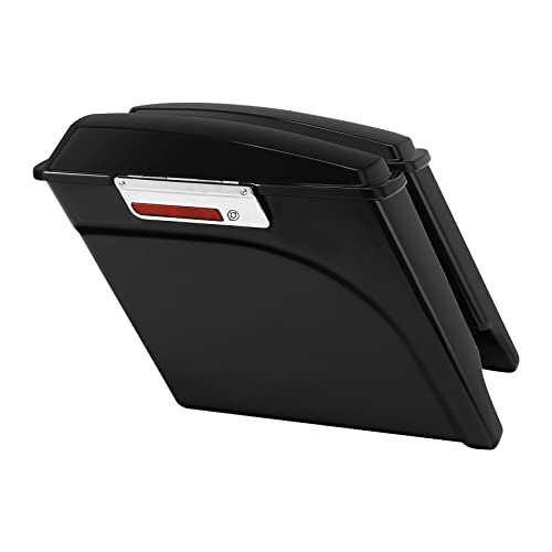 XFMT Motorcycle Saddlebags 5" Stretched Saddle Bags Extended Hard Saddlebag W/Chrome Latches For Harley Touring Road King Street Glide Road Glide Electra Glide 1993-2013, Vivid Black - color: Vivid Black /W Chrome Latches, size: 5" Extended