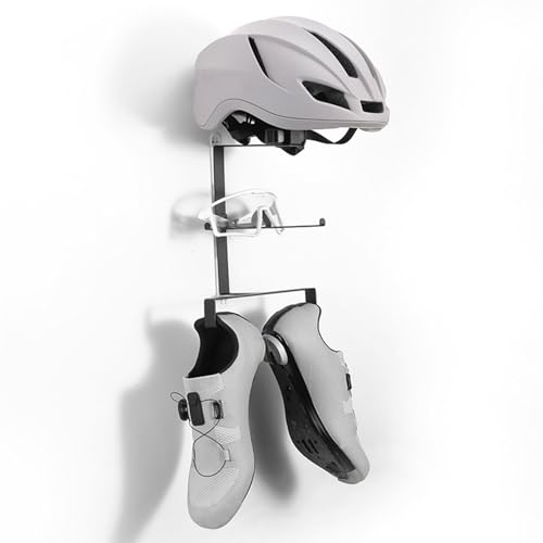 Wall Mount Motorcycle Helmet Holder, Bicycle Helmet Rack Display Hanger, Storage Organizer for Helmet, Goggles, Shoes, Motorcycle Accessories for Garage, Warehouse