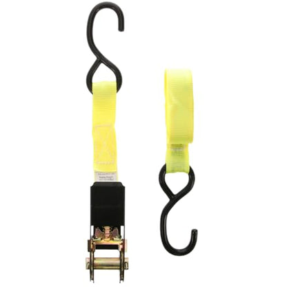 Muddy 1" X 10' Standard Duty Durable Weather-Resistant Versatile Reinforced Ratchet Straps with Vinyl-Coated S-Hooks | 300LB Working Strength/900LB Breaking Strength | 4 Pack, Highly Visible Yellow - color: Highly Visible Yellow