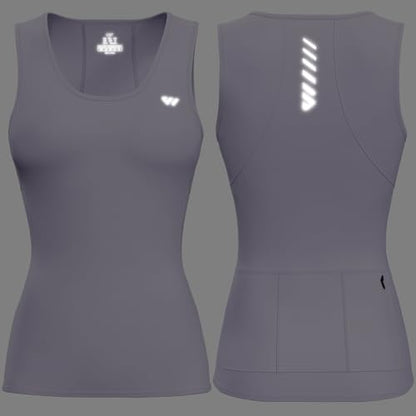Wulibike Sleeveless Cycling Jersey Women Running Shirts Vest bike top Summer Biking tank Basic Top With Pockets - color: 1-purple, size: Medium