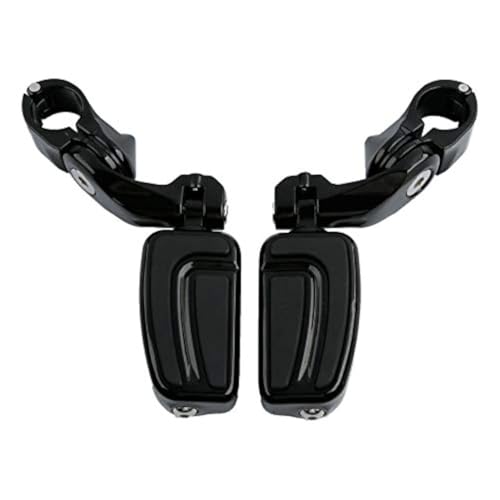 TCMT Airflow Short Angled Highway Footpegs Fit For Harley Touring Road King Street Glide Road Glide Electra Glide Softail Sportster Dyna with 1-1/4" Engine Guards - color: Black, size: Style F Short Angled