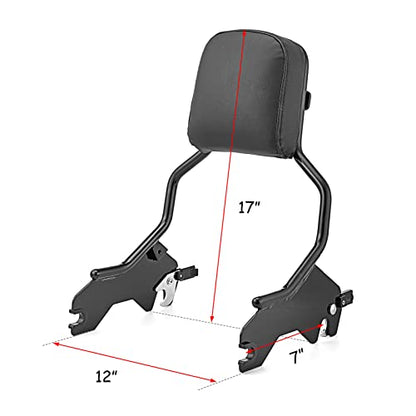 WSays Sissy Bar Standard Height Passenger Backrest Pad Gloss Black Compatible with Harley Softail Sport Glide Low Rider S FLSB FXLR FXLRS 2018-2025