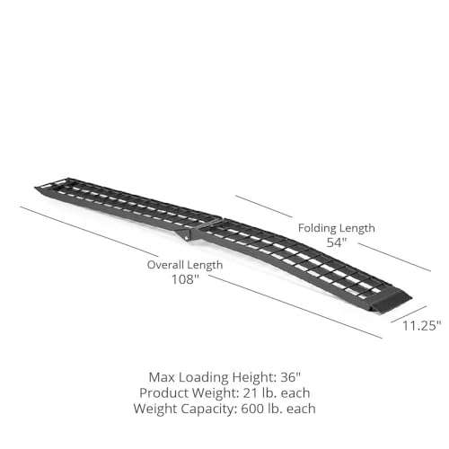 Titan Ramps 9' Portable ATV Ramps 1200 lb Capacity Aluminum Loading Ramps for Pickup Trucks Foldable, Lightweight with Serrated Crossbars - size: 9 ft, 2 packs