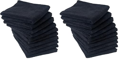 Eurow Microfiber Salon Towels – Bleachproof, Ultra Absorbent & Quick Drying – Soft, Lightweight & Durable for Hair Styling, Beauty, Barber & Spa Use, 16 x 29 Inches, 20-Pack, Black - color: Black, size: 16x29 Inch (Pack of 20)