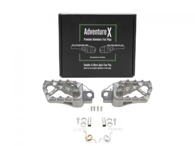 AltRider Adventure X Foot Pegs Compatible With BMW R 1200/1250 / 1300 GS/GSA - Heavy Duty Design - Boot Friendly, High Traction Cleats for Stability & Grip - Adjustable Camber & Height - Silver - color: Silver, size: Adventure X (56mm x 95mm)