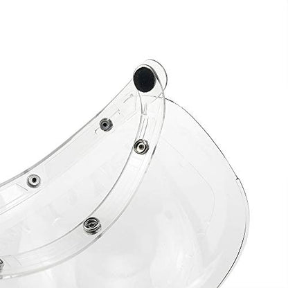 WANCAR Motorcycle Standard 3-Snap Button Flip Up Down Universal Bubble Visor for Open Face Half Helmet Wind Shield(Clear) - color: Clear